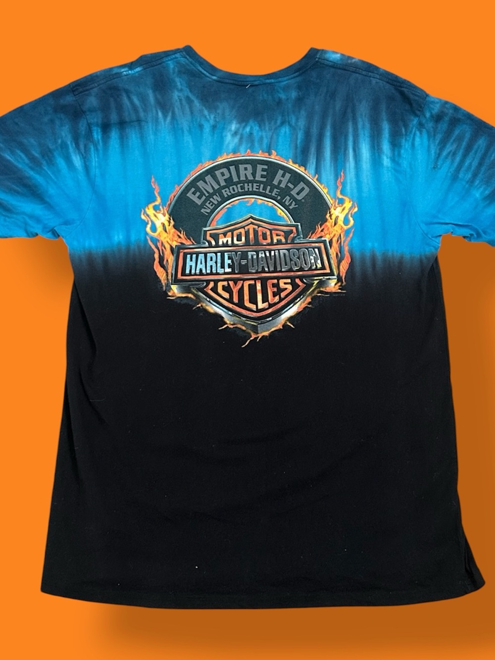 Harley-Davidson Empire H-D New Rochelle NY T-Shirt XL Blue Black Tie Dye Bangin’